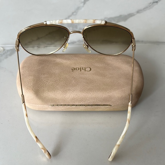 Chloe Gold Aviator Sunglasses Gradient Lenses - Picture 6 of 9